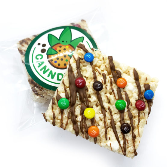 Canndy Shop Edibles THC Rice Krispie Squares with Chocolate Drizzle Mini MMs Package