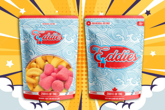 Eddies Gummy Candy Edibles strawberry and banana marshmellows