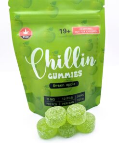 Chillin Gummies Edible 'Single Flavour' 240mg THC (12 pcs x 20mg) 30 CGGreenAppleBag