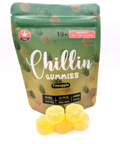 Chillin Gummies Edible 'Single Flavour' 240mg THC (12 pcs x 20mg) 28 CGPineAppleBag
