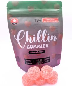 Chillin Gummies Edible 'Single Flavour' 240mg THC (12 pcs x 20mg) 22 CGStrawberryBag